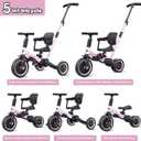 newyoo Toddler Tricycle,Toddler Bike,Birthday Gifts and Toys for 1-3 Year Old Boys and Girls, Trike with Push Handle, Backrest and Safety Belt, Balance Bike, TR007, Pink