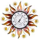 HOBYLUBY Indoor Outdoor Thermometer, Sun Wall-Mounted Thermometer with Humidity, Easy to Read Decorative Outside Thermometer for Patio, Garden, No Require Batteries