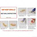 LuReen 14k Gold 6 Teeth Grillz Hip Hop Joker Diamond Top & Bottom Teeth Caps Grillz Set for Teeth Rapper Halloween Costume Cosplay (Silver)