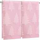 Breling 1 Pcs Christmas Hand Towels Pink Christmas Trees Bathroom Decorative Towels 100% Cotton Absorbent Jacquard Weave Bath Decor Winter Holiday Bathroom Decor Xmas Gifts 13.7''x29.5''