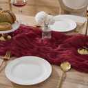 2 x 3 Pack Burgundy Red Cheesecloth Table Runners, 120 Inch 10Ft Wine Red Gauze Table Runner for Wedding Birthday Party Baby Shower Decorations