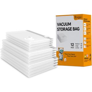 Vacuum Storage Bags, 12 COMBO Vacuum Seal Bags for Clothing, Space Saver Vacuum Travel Bags for Luggage, Comforters, Bedding, Blankets