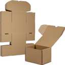 6x4x4 Inches Shipping Boxes Set of 25, Brown Corrugated Cardboard Box Literature Mailer for Packing Small Business