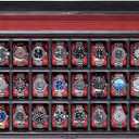 ROTHWELL 24 Slot Watch Case with Lock  Luxury Watch Box to Display and Organize Your Collection | Real Glass Top | Premium Storage for Collectors (Black/Red)