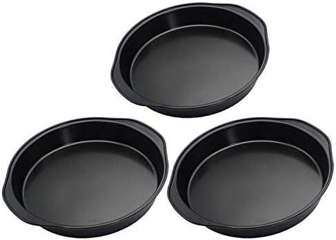 Tebery 3 Pack Round Cake Pan Set for Baking, 8 Inch Nonstick Circle Cake Pans with Wide Handle, 3 Pieces Layer Cake Tin Cheesecake Mold for Birthday Wedding