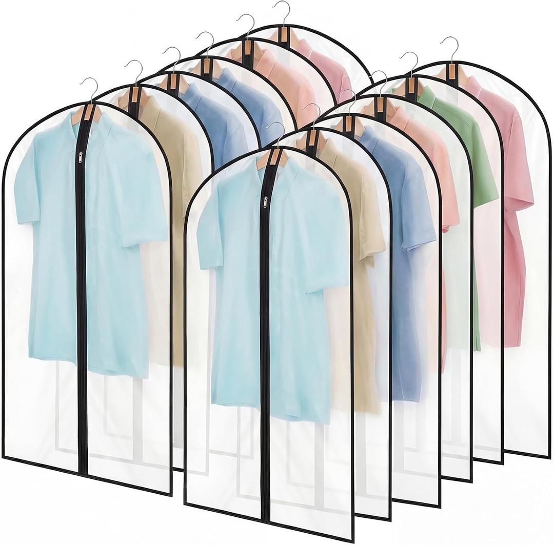 12 Pack Garment Bags 60 * 100cm, 40in PEVA Translucent Garment Covers, Suit Storage Bags, Dress Organizer Bags Used To Protect Shirts, Winter Coats, Jackets