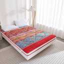 Japanese Floor Mattress Futon, Thicken Foldable & Portable Roll up Camping Mattress, Bohemia Yellow Queen