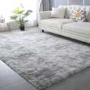 Grey Shag Area Rug 9'x12' - Large Soft Plush Grey Rugs for Bedroom Living Room - Non Slip Modern Shaggy Fuzzy Floor Carpet,Tie-Dyed Light Gray,