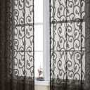 OWENIE Furman Chocolate Sheer Curtains 72 inches Long for Bedroom Living Room 2 Panels Set, Light Filtering Sheer Door Curtains with Elegant Clip Jacquard Rod Pocket Curtains, 2 Pcs = 80" Width