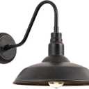 14in Outdoor Gooseneck Barn Light for Farmhouse, Bronze Exterior Wall Light Fixture for Porch, Large Outside Farmhouse Wall Sconce for Garage Patio Doorway House