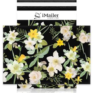 iMailer-10" x 13"(100pcs) Poly Mailer Mailing Shipping Black Flower Envelope Package Bags-Self Seal