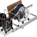 Pull Out Pots and Pans Organizer Under Cabinet, Sliding Adjustable Pot Rack with 9 Adjustable Dividers, Chrome-Plated Pot and Pan Holder Rack, Full-Extension Rail for Kitchen Organization 12" W*22" D