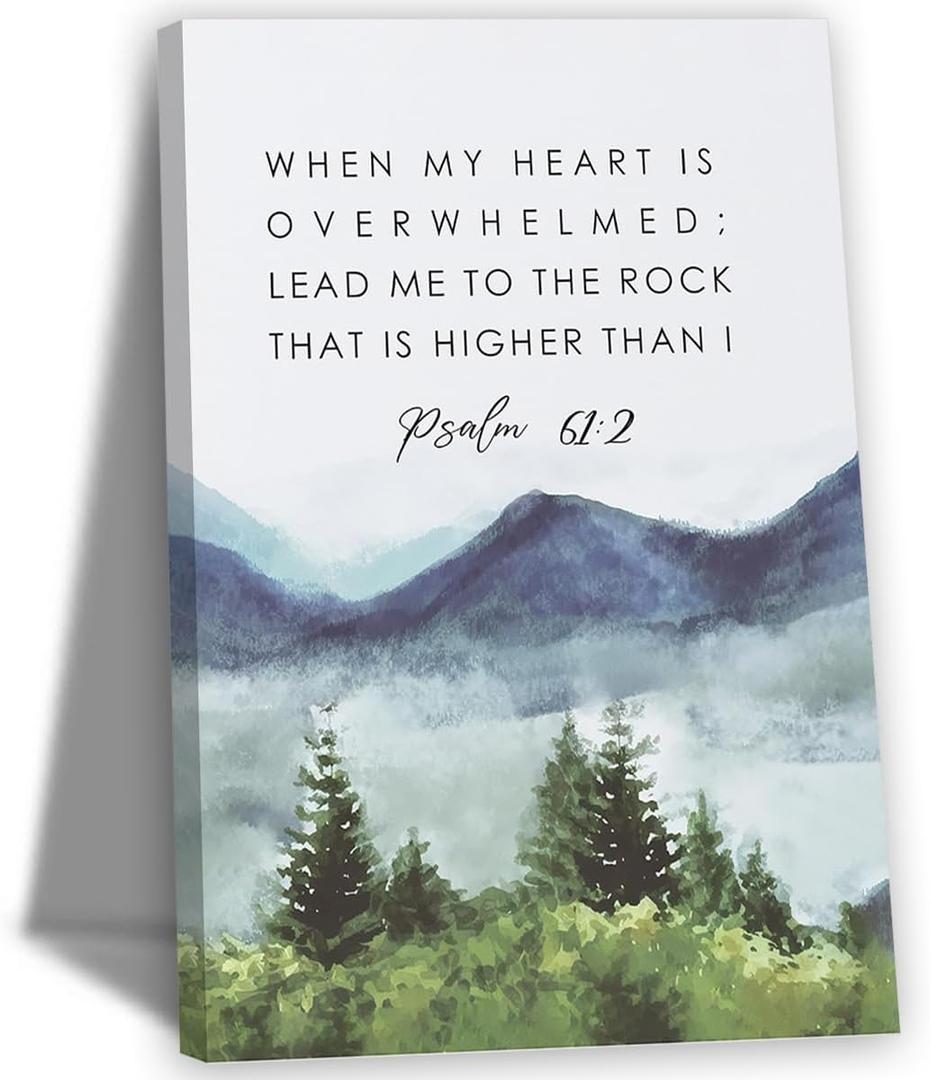 Framed Inspirational Christian Canvas Wall Art 16x24 Inch