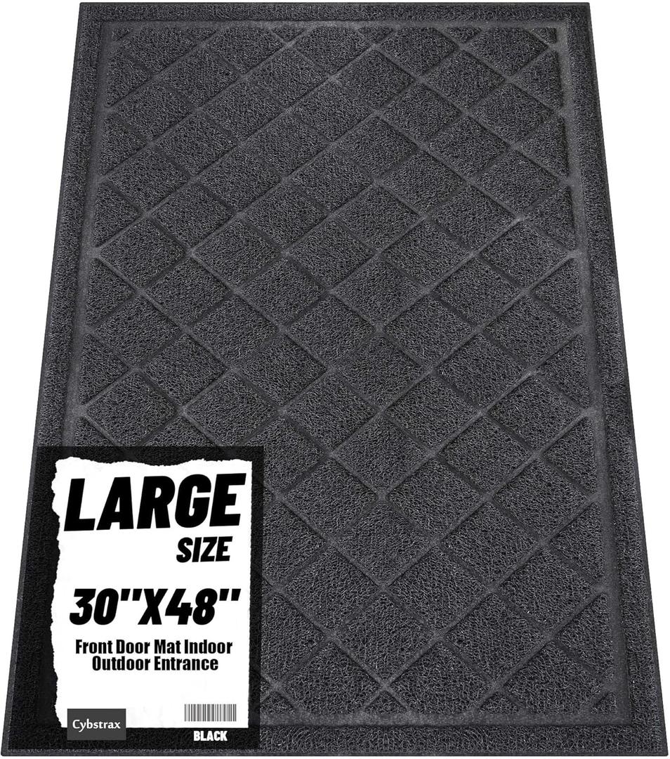 Front Door Mat Indoor Outdoor Entrance, 30" x 48" All-Season Heavy Duty Waterproof Doormat, Non-Slip Absorbent Entryway Mat, Easy to Clean, Low Profile Commercial Floor Mat for Indoor Outdoor