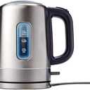 Amazon Basics Electric Stainless Steel Kettle for Tea and Coffee, BPA-Free, Fast Boiling, Auto Shut-Off, 1 Liter, 1500W, Black and Silver