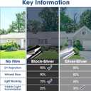 Coavas One Way Window Privacy Film, Reflective Window Tint for Home See Out Not in, Sun Blocking Anti UV Static Cling Glass Windows Door Coverings for Winter, 17.5x78.7 Inch (Black-silver)