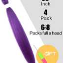 Purple Braiding Hair 36 Inch Pre Stretched Hair Long Straight Crochet Braids Yaki Texture Synthetic Fiber Extension 4 Packs (Dark Purple)