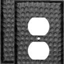 Monarch Abode 1-Gang Duplex Wall Plate, Hand Hammered Metal Decorative Outlet Covers, Electrical Outlet Cover Plates, Matte Black, Pack of 2