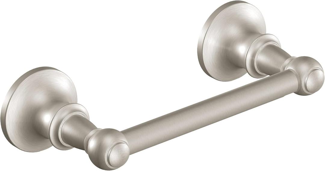 Moen Vale Brushed Nickel Double Post Pivoting Toilet Paper Holder, Wall Mounted Lavatory Tissue Storage for Bathroom, RV, DN4408BN
