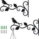 Hanging Plants Bracket 12" Bird Planter Outdoor Hooks Hangers for Flower Baskets Pot Bird Feeder Wind Chimes Lanterns Patio Garden Outdoor Indoor Metal Black, 2 Pack