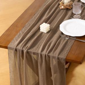 Socomi 3pcs Cheesecloth Table Runner Coffee Valentine's Day Gauze 120 Inch Rustic Boho Cheese Cloth Runner for Wedding Party Baby Bridal Shower Centerpiece Decoration Holiday Home Decorations (10ft x 3pcs)
