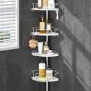 ALLZONE Corner Shower Caddy Tension Pole  Upgraded Rust-Free Stainless Steel Shower Organizer with Adjustable Storage Shelves, Drill-Free Installation, Quick Setup, Extends from 34 to 116 Inches (Silver)