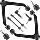 4WD Front Upper Control Arm w/Ball Joint for Dodge Ram 1500 2002-2005, Stabilizer/Sway Bar & Outer Tie Rod End Link, Rebuild End Suspension Kit K7424 K7411 K7422 ES3538, 8Pcs