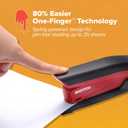 Bostitch Office Executive 3 in 1 Stapler, Includes 210 Staples and Integrated Staple Remover, One Finger Stapling, No Effort, 20 Sheet Capacity, Spring Powered Stapler, Red