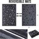 OLANLY Waterproof Outdoor Rug 5x8 ft, Outdoor Plastic Straw Rug with Flower Pattern, Reversible RV Mat for Patio, Camping, Balcony, Deck, Backyard, Black & Grey