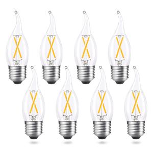 AIELIT Dimmable E26 LED Bulb 25W Equivalent, Candelabra Light Bulbs, Energy Efficient 2W, Warm White 2700K, 200lm Flame Tip CA10 LED Light Bulb for Pendant Chandeliers Wall sconces, 4 Pack