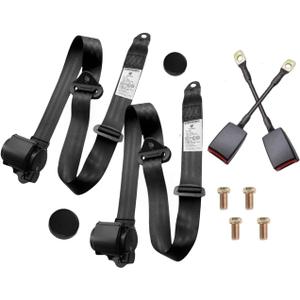 2 Pack 3 pt Pads Adjustable Retractable Straps Cover Universal Replacement Set for Golf Cart Go Kart,Club Golf Cart,Minivan Van,SUV,UTV, VR,Pickup,Truck for Modification Seatbelt Protective Covers Kit (Black)