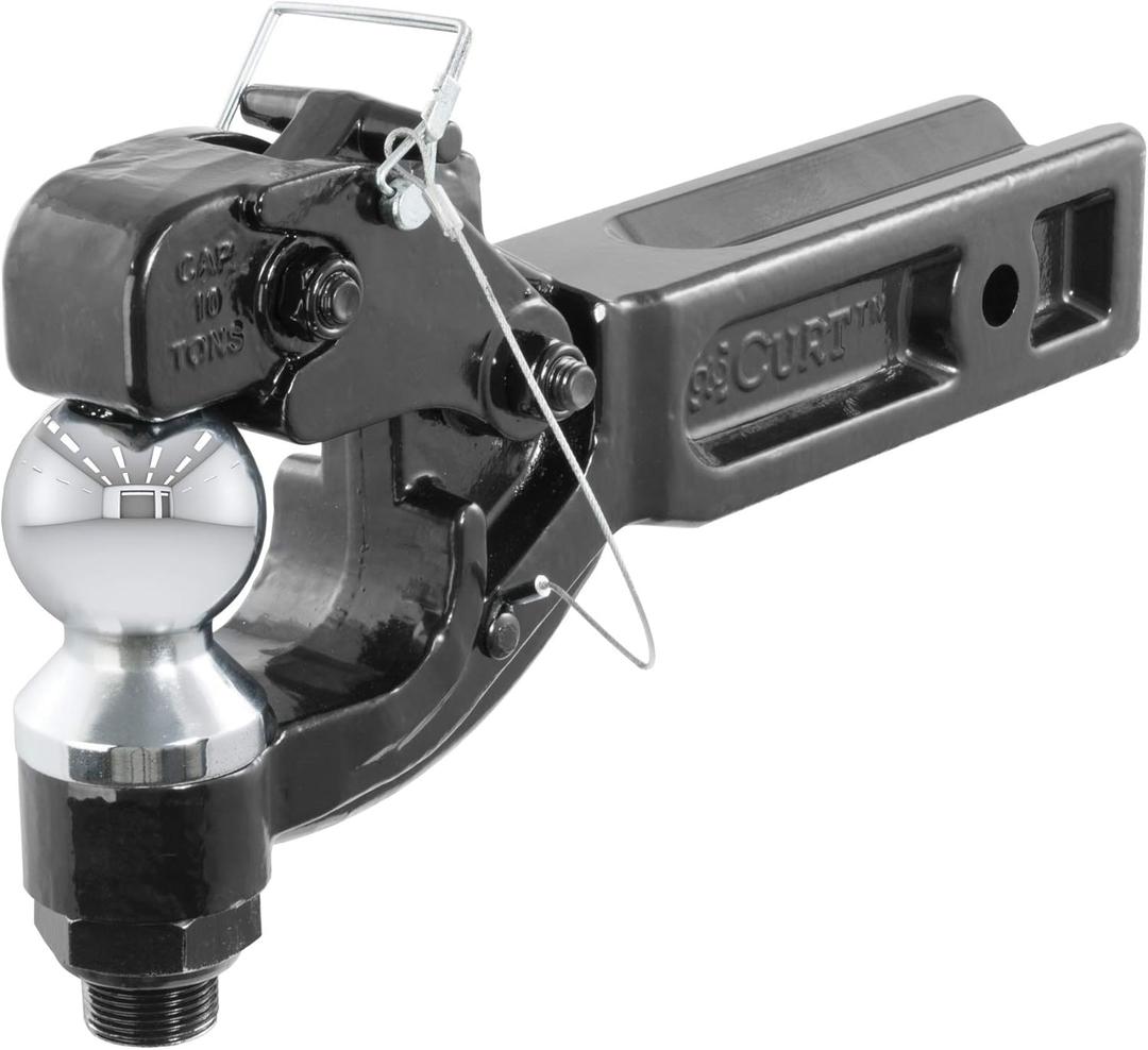 CURT 48012 Pintle Hitch with 2-5/16-Inch Trailer Ball, Fits 2-1/2-Inch Receiver, 20,000 lbs, 15-Inch Length