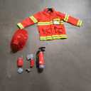 Fire Chief Role Play Costume Dress-Up Set, Pretend Play Firefighter Outfit with Realistic Accessories for Kids and Toddlers Ages 3+