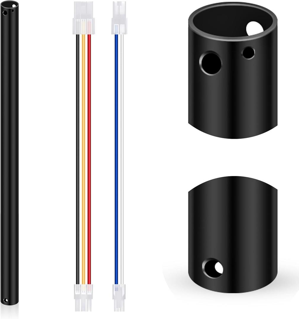 VIHOSE 24 Inch Ceiling Fan Downrod with Extension Cord 2 ft Black Downrod for Ceiling Fan 1 Inch Outside Diameter Not Threaded Suitable for a Wide Range of Fans