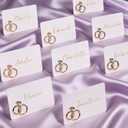 UNIQOOO 24Pcs Decorative Diamond Ring Place Card Holders Bulk, Matching Rings Name Card Holders, for Wedding Engagement Decor, Table Setting, Name Tag, Party Food Labels