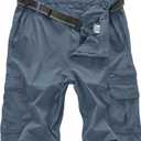 Jessie Kidden Mens Outdoor Casual Expandable Waist Lightweight Water Resistant Quick Dry Fishing Hiking Shorts (32, Solid Blue Grey)