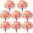 Geosar 8 Bundles Artificial Peonies Flowers Fake Silk Peony Bouquet Faux Peonies Flowers Bulk for Decoration Vase Floral Arrangements Wedding Party Table (Pink,Yellow)