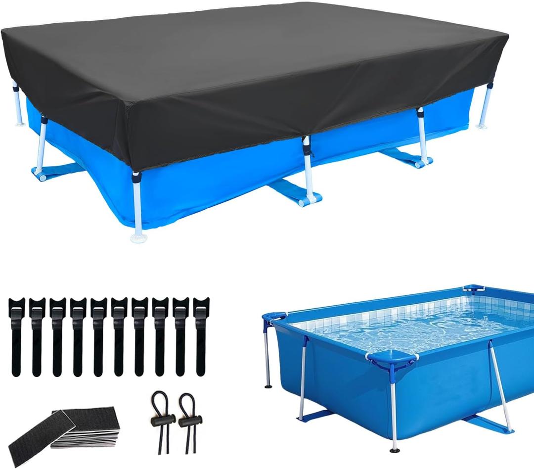 87 x 59 inch Rectangular Pool Cover 7 x 4 Rectangle Pool Covers 7.3 ft x 4.9 ft Swimming Frame Pools Cover Rectangle Made of 210D Heavy-Duty Rainproof Oxford