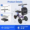 BlessReach All Terrain Foldable Knee Scooter Walker, Disc Brake Knee Walker for Foot Injuries, Compact Crutches Alternative (Purple)