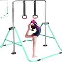 FBSPORT Gymnastics Bar for Kids, Adjustable Height Gymnastic Horizontal Bars,Junior Training Bar Children Folding Training Monkey Bars for Home Using (Green)