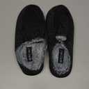 ONCAI Mens Clog Slippers with Arch Support Stripe Faux Fur Cotton-Blend High-Density Memory Foam Warm House Slippers Slip-on Indoor Outdoor Rubber Sole Size 8.5, Black