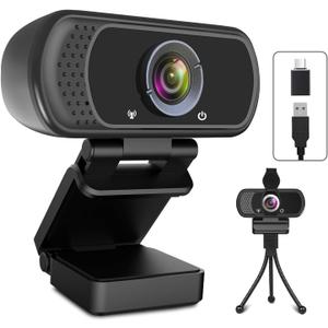 USB C Webcam for PC: 1080P HD Web Cam with Mic,Computer Camera with Privacy Cover & Tripod Stand for MAC Desktop Laptop, Wide Angle Webcam Pro Streaming Web Camera for Skype/Teams/Webex