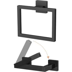 Toilet Paper Holder Wall Mount, Stainless Steel Hand Towel Holder and Tissue Roll Toilet Paper Holder Set for Bathroom, RV, Kitchen, Matte Black Bathroom Accessories Hardware Set