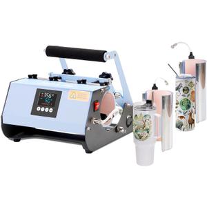 PYD Life 2 in 1 40 OZ Tumbler Heat Press Machine 110 V Blue 20 OZ 30 OZ Mug Heat Press for 40 OZ Tumbler with Handle Sublimation Straight Tumblers Bottles Mugs Glass Tumbler Printing
