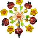 Solar Wind Spinners Outdoorsfor Yard and Garden - 40 Inch Metal Wind Sculpture, Outdoor Kinetic Windmill with Multi-Color Led Lights for Patio, Lawn & Garden Decoration (Beetle)