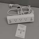Jgstkcity Desk Clamp Power Strip,40W Total Fast Charging Station,2 PD 20W USB C Ports,Desk Edge Mount Surge Protector for Home, Office,3 Outlets,Fit 1.96" Tabletop Edge,ETL Listed,White