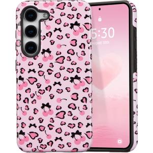 DEFBSC Case for Samsung Galaxy S23 Plus, Cute Pink Bow Cherry Print Aesthetic Trendy Pattern for Women Girls Slim Durable Bumper Shockproof for Samsung Galaxy S23 Plus Case, Tiny/Glossy