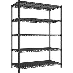 REIBII 5-Shelf Wire Shelving,Storage Shelves Metal Shelves for Storage,72H Adjustable Garage Shelving Heavy Duty Storage Rack Pantry Shelf Kitchen Shelving,72H X36W X14D (Black)