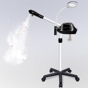 Professional Facial Steamer, 2 in 1 Face Steamer on Wheels, with 5X Magnifying Lamp, Facial Steamer with Time Setting, Stand Face Steamer Adjustable Height for Spa, Salon and at Home use (Extra Large)