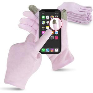 HandLove Premium 100% Cotton Gloves | Moisturizing Gloves for Dry Hands & Eczema | Overnight Sleeping Gloves, Eczema Gloves | Touchscreen | Touch Purple, 12 Pairs